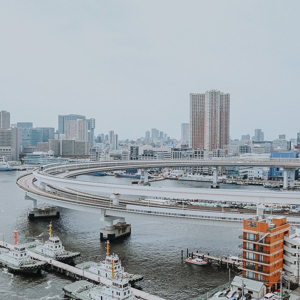 Blick von der Rainbowbridge auf die Stadt